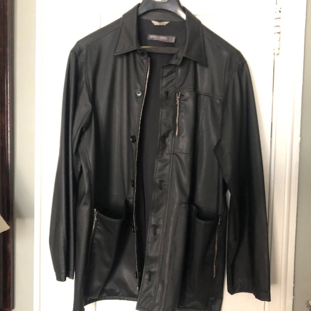Sleek Ultra Light-weight Faux Leather Italian Safari Jacket